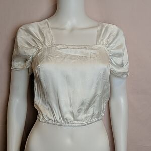 Nasty Gal Premium Don't Try So Hard Jacquard Angel Sleeve Blouse size 2